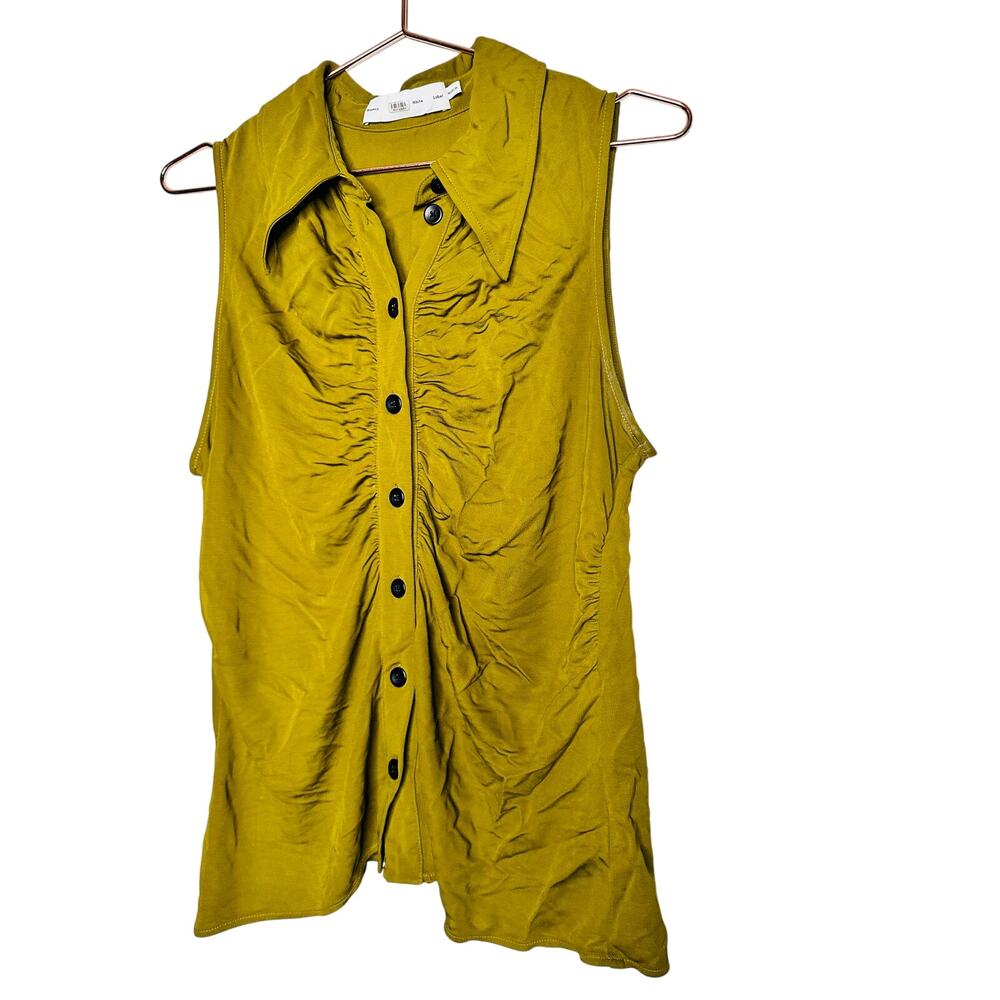 PROENZA SCHOULER WHITE LABEL Army Green Sleeveless Collared Button Front Top XL - Picture 5 of 11
